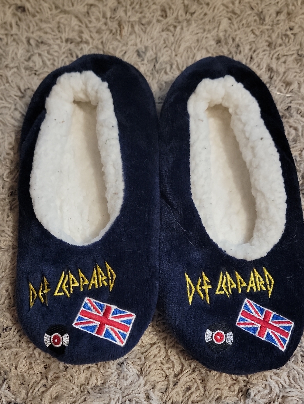 Source Unknown Navy Blue Def Leppard Fleece-Lined Slippers